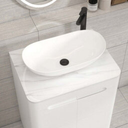 Royal Bathrooms Venice 600mm Gloss White Freestanding Bathroom Countertop Vanity Unit 2 Door With Cesar Basin - thumbnail 6