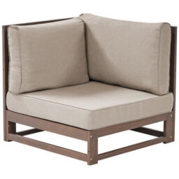 Beliani Garden Corner Sofa With Table 4 Seater Timor Right Hand Modular Certified Acacia Wood Dark Brown - thumbnail 6