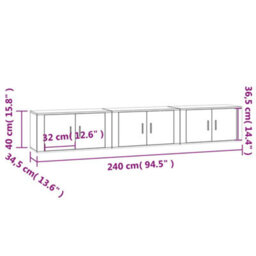 Berkfield Wall-Mounted Tv Cabinets 3 Pcs White 80X34.5X40 Cm - thumbnail 8