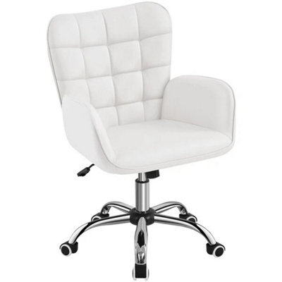 White Mid-Back Home Office Desk Chair Modern Computer Task Chair W/ Padded Armrests - image 1