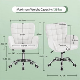 White Mid-Back Home Office Desk Chair Modern Computer Task Chair W/ Padded Armrests - thumbnail 2