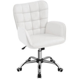 White Mid-Back Home Office Desk Chair Modern Computer Task Chair W/ Padded Armrests - thumbnail 1
