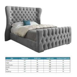 Lika Wide Curved Winged Upholstered Soft Velvet Designer Bed Frame - thumbnail 5