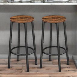 Rafaelo Mobilia Set Of 2 Industrial Bar Stools Rustic Brown - thumbnail 6