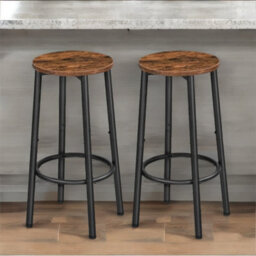 Rafaelo Mobilia Set Of 2 Industrial Bar Stools Rustic Brown - thumbnail 1