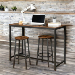 Rafaelo Mobilia Set Of 2 Industrial Bar Stools Rustic Brown - thumbnail 2