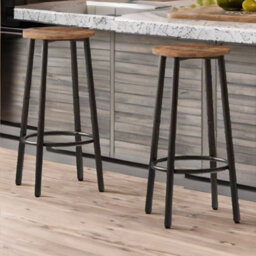 Rafaelo Mobilia Set Of 2 Industrial Bar Stools Rustic Brown - thumbnail 3
