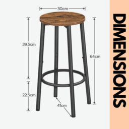 Rafaelo Mobilia Set Of 2 Industrial Bar Stools Rustic Brown - thumbnail 9