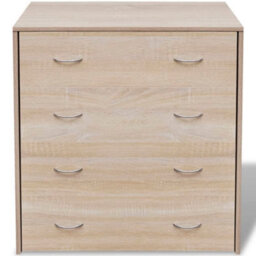 Berkfield Durable Sideboard With 4 Drawers 60X30.5X71 Cm Oak Colour - thumbnail 4