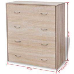 Berkfield Durable Sideboard With 4 Drawers 60X30.5X71 Cm Oak Colour - thumbnail 6