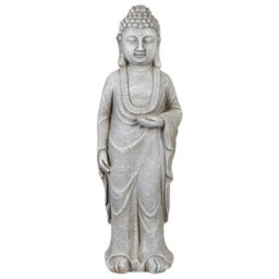 Beliani Buddha Figurine Grey 70 Cm - Indoor And Outdoor Accent Statue - thumbnail 2