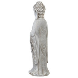 Beliani Buddha Figurine Grey 70 Cm - Indoor And Outdoor Accent Statue - thumbnail 4