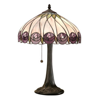 Luminosa Lighting Luminosa Hutchinson 1 Light Medium Table Lamp Tiffany Glass, Dark Bronze Paint With Highlights, E27 - image 1