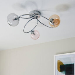 Anson Lighting Utah 3Lt Ceiling Light In  Chrome Plate With Pink, Champagne & Grey Tinted Glass - thumbnail 7