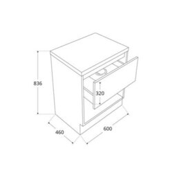 Homestylestore Light Oak 600mm Bathroom Vanity Unit Rectangular Chalk Countertop Basin Open Shelf - thumbnail 3