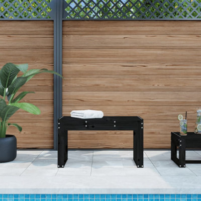 Walplus Garden Bench Black 80X38X45 Cm Solid Wood Pine - image 1