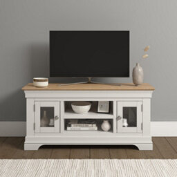 Seconique Bordeaux Small Tv Stand Ivory And Oak  Fully Assembled
