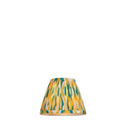 Loops Stylish Handcrafted 16Cm Tapered Cylinder Lamp Shade In Yellow And Jade - Unique Ikat Pattern - thumbnail 1