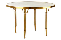 Orsina Stylish Dining Table, Concrete Plywood Top Table For Breakfast, Brushed Gold Metal Legs Table For Dinner