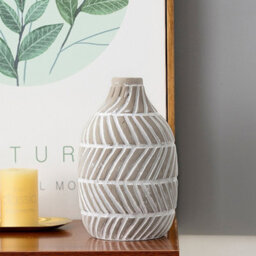 Living And Home Beige Modern Distressed Ceramic Flower Vase Home Tabletop Decor For Gifts - thumbnail 1