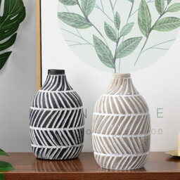 Living And Home Beige Modern Distressed Ceramic Flower Vase Home Tabletop Decor For Gifts - thumbnail 2