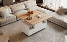 Lift Top Coffee Table With Wheels, 4 Drawers, 2 Lifting Platforms And Extendable Design - thumbnail 7