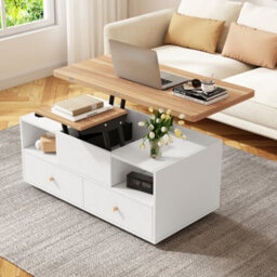 Lift Top Coffee Table With Wheels, 4 Drawers, 2 Lifting Platforms And Extendable Design - thumbnail 3