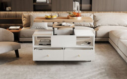 Lift Top Coffee Table With Wheels, 4 Drawers, 2 Lifting Platforms And Extendable Design - thumbnail 8