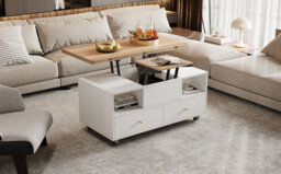 Lift Top Coffee Table With Wheels, 4 Drawers, 2 Lifting Platforms And Extendable Design - thumbnail 9