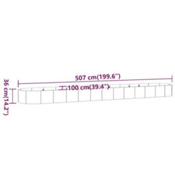 Walplus Garden Raised Bed Galvanised Steel 507X100X36 Cm Anthracite - thumbnail 6