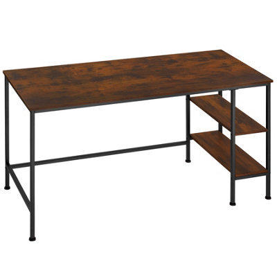 Tectake Desk Donegal - Side Shelf With 2 Storage Compartments 60 Cm - Industrial Wood Dark, Rustic - image 1