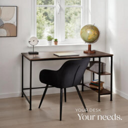 Tectake Desk Donegal - Side Shelf With 2 Storage Compartments 60 Cm - Industrial Wood Dark, Rustic - thumbnail 7