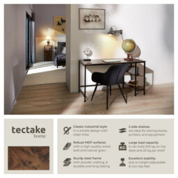 Tectake Desk Donegal - Side Shelf With 2 Storage Compartments 60 Cm - Industrial Wood Dark, Rustic - thumbnail 2