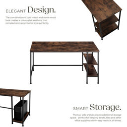 Tectake Desk Donegal - Side Shelf With 2 Storage Compartments 60 Cm - Industrial Wood Dark, Rustic - thumbnail 3