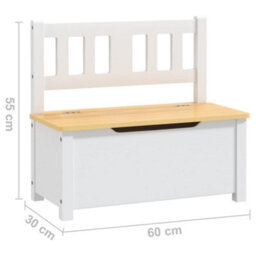 Vidaxl Children Storage Bench White And Beige 60X30X55 Cm Mdf Children Storage Benches - thumbnail 7