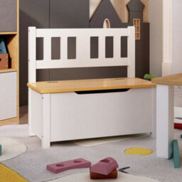 Vidaxl Children Storage Bench White And Beige 60X30X55 Cm Mdf Children Storage Benches