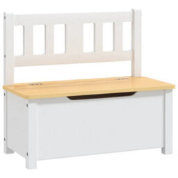 Vidaxl Children Storage Bench White And Beige 60X30X55 Cm Mdf Children Storage Benches - thumbnail 2