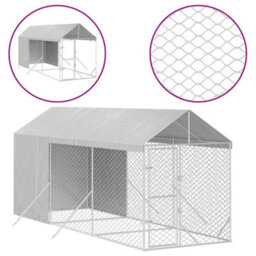 Vidaxl Outdoor Dog Kennel With Roof Silver 2X6X2.5 M Galvanised Steel - thumbnail 2