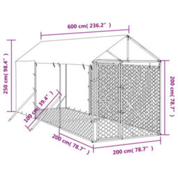 Vidaxl Outdoor Dog Kennel With Roof Silver 2X6X2.5 M Galvanised Steel - thumbnail 4