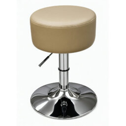 Low Bar Stool - Cream Padded Seat Height Adjustable - thumbnail 1