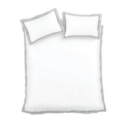 Bianca Mayfair 200 Thread Count Cotton Duvet Cover Set With Pillowcase White / Silver Grey - thumbnail 5