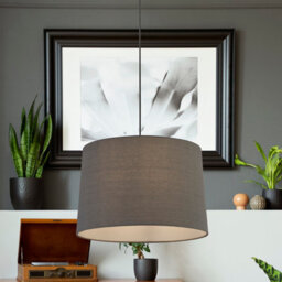 Lighting Collection Ras Grey Tapered Linen Shade - thumbnail 5