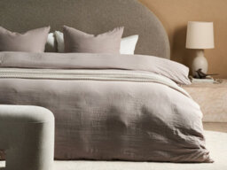 Beliani Duvet Cover Set Sumner 200 X 200 Cm Cotton Muslin Taupe - thumbnail 2