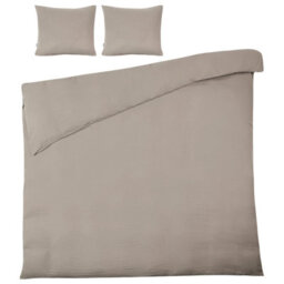Beliani Duvet Cover Set Sumner 200 X 200 Cm Cotton Muslin Taupe - thumbnail 4