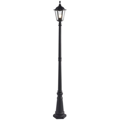 Outdoor Post Lantern Bollard Light Matt Black & Glass 2180mm Tall Garden Lamp - image 1