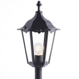 Outdoor Post Lantern Bollard Light Matt Black & Glass 2180mm Tall Garden Lamp - thumbnail 3