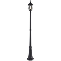 Outdoor Post Lantern Bollard Light Matt Black & Glass 2180mm Tall Garden Lamp - thumbnail 1