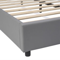 Abrihome 4Ft6 Upholstered Double Bed With Charging Port & Led Lighting, Soft Padded Headboard With Anti-Collision Edges, Grey - thumbnail 5