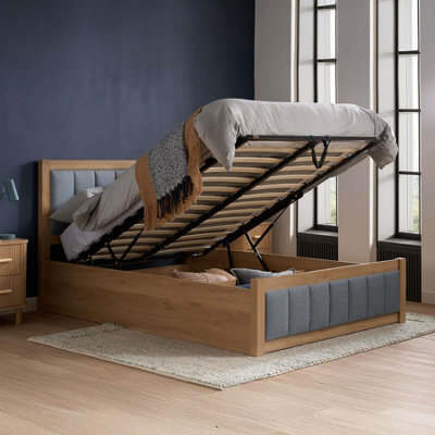 Belmont Grey And Oak Wooden King Ottoman Bed Frame Birlea - image 1