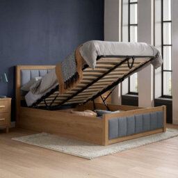 Belmont Grey And Oak Wooden King Ottoman Bed Frame Birlea - thumbnail 1